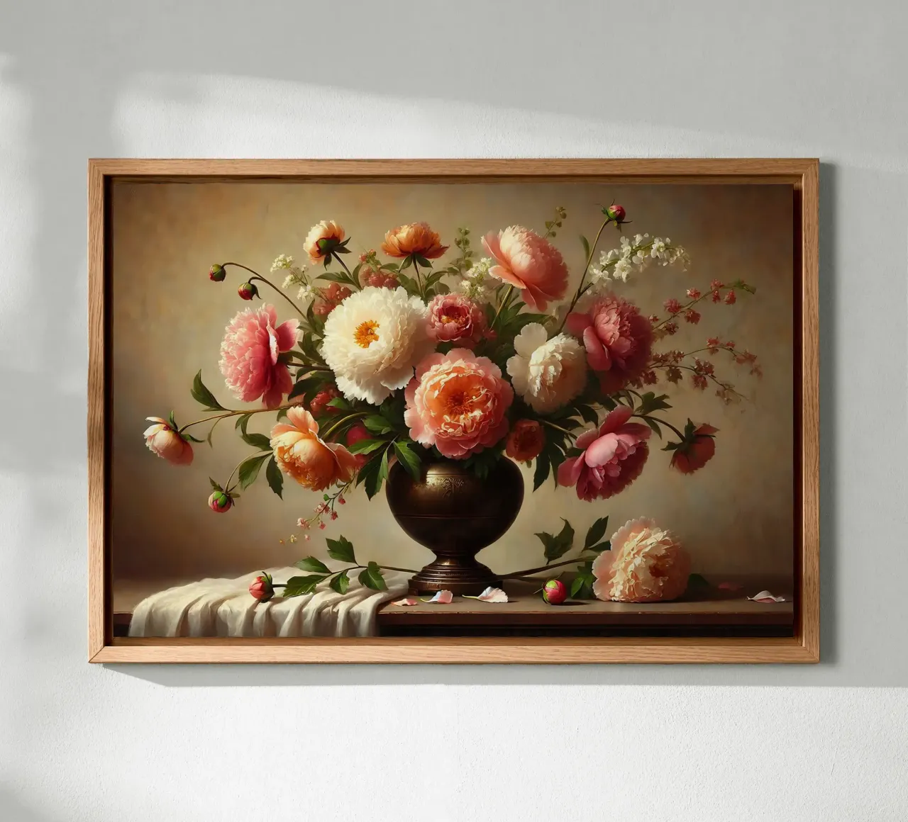 Pittura vittoriana di peonie tela con Cornice a cassetta da VintageBotanics
