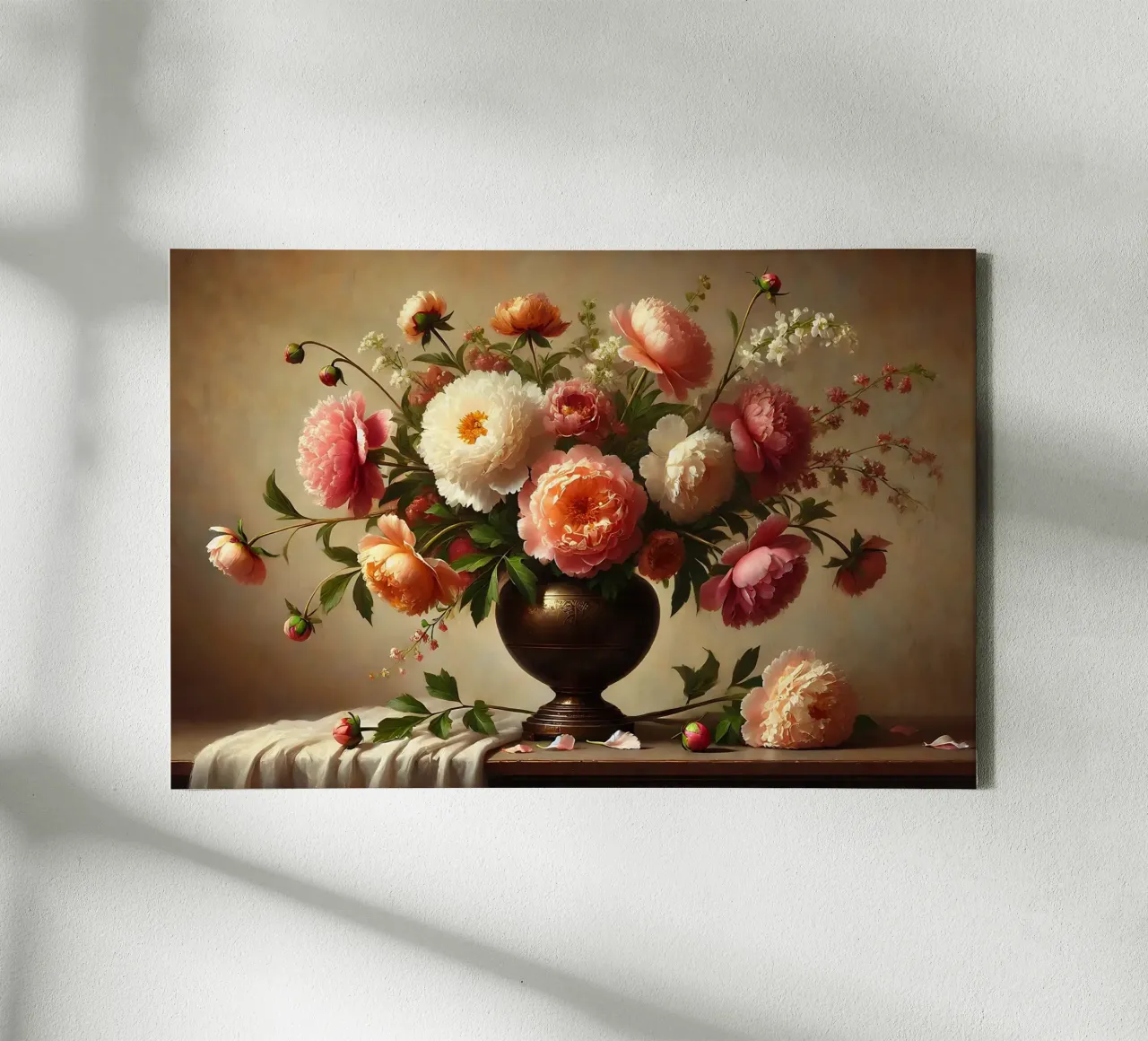 Pittura vittoriana di peonie tela con Cornice a cassetta da VintageBotanics