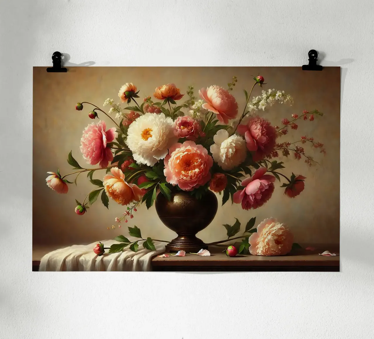 Pittura vittoriana di peonie poster con telaio in plastica da VintageBotanics