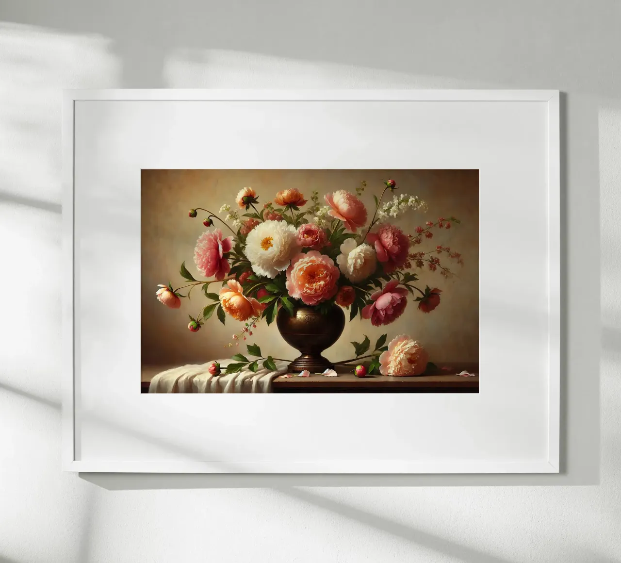Pittura vittoriana di peonie poster con telaio in plastica da VintageBotanics