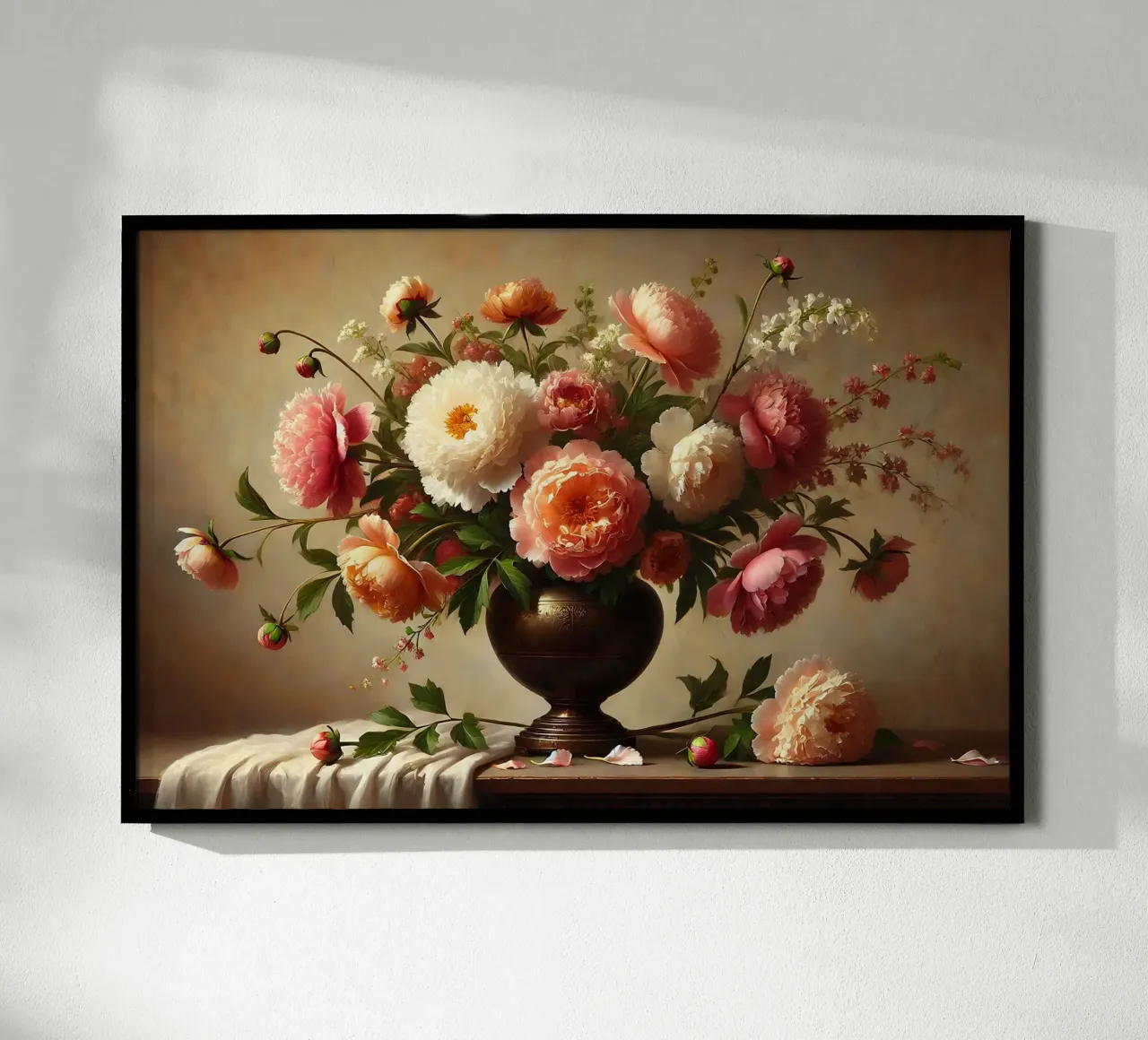 Pittura vittoriana di peonie poster con telaio in plastica da VintageBotanics