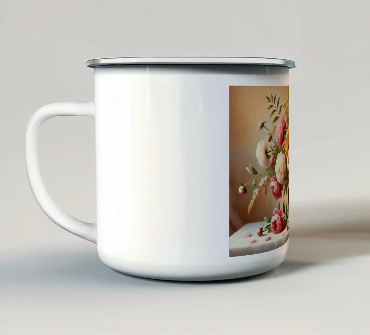 Bouquet di peonie vittoriane tazza in smalto da VintageBotanics