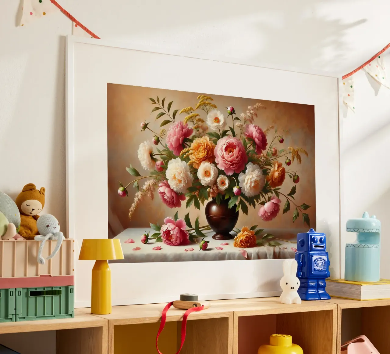 Bouquet di peonie vittoriane poster con telaio in plastica da VintageBotanics