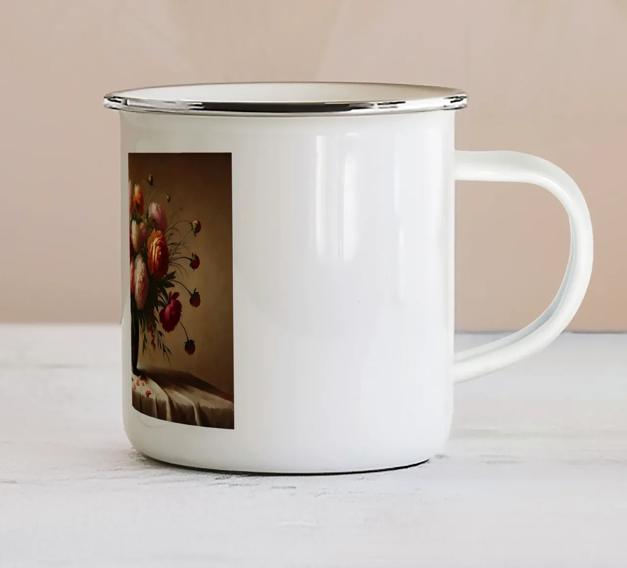 Bouquet di peonie vittoriane tazza in smalto da VintageBotanics