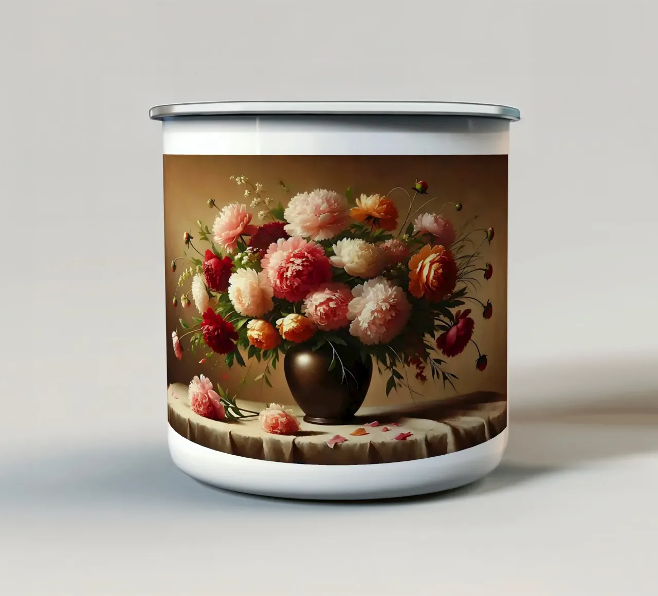 Bouquet di peonie vittoriane tazza in smalto da VintageBotanics