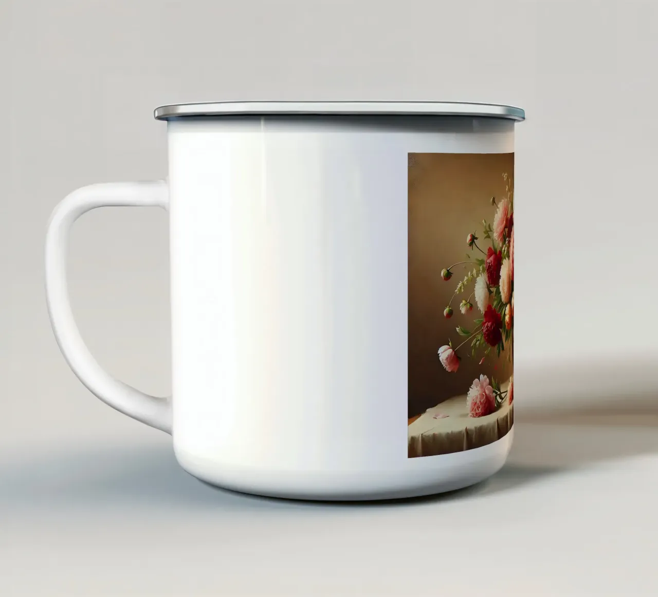 Bouquet di peonie vittoriane tazza in smalto da VintageBotanics