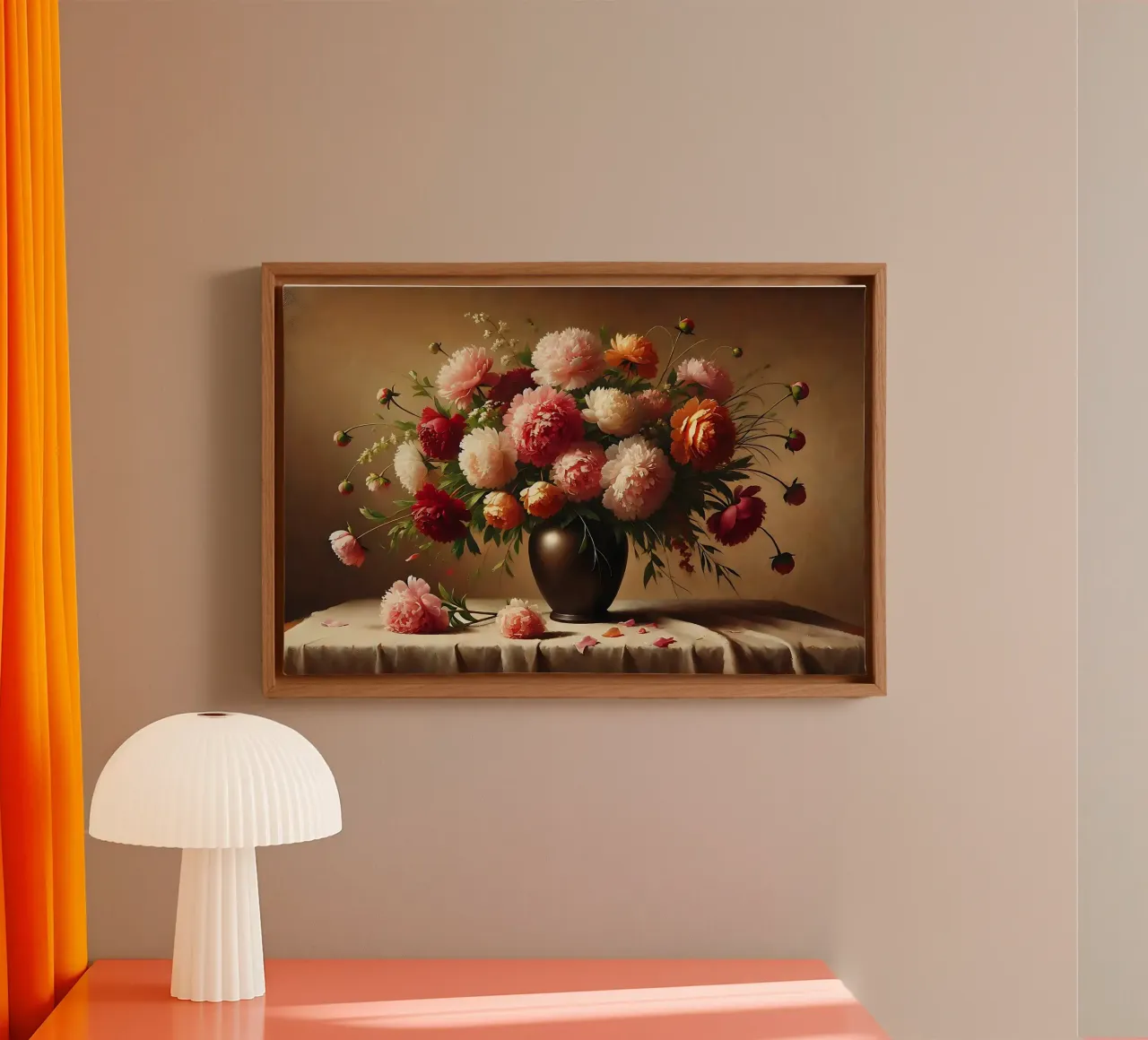 Bouquet di peonie vittoriane tela con Cornice a cassetta da VintageBotanics