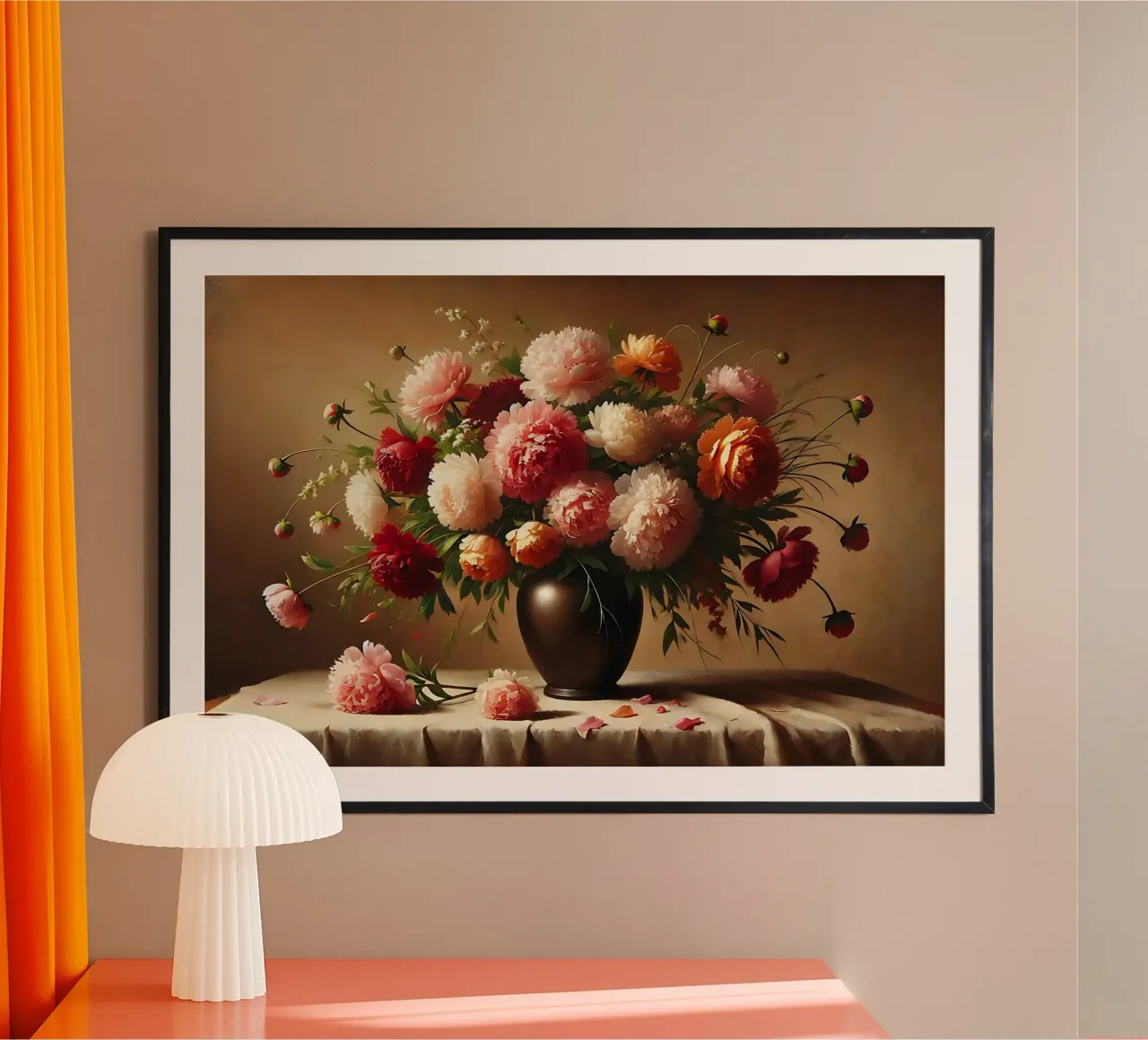 Bouquet di peonie vittoriane poster con telaio in plastica da VintageBotanics