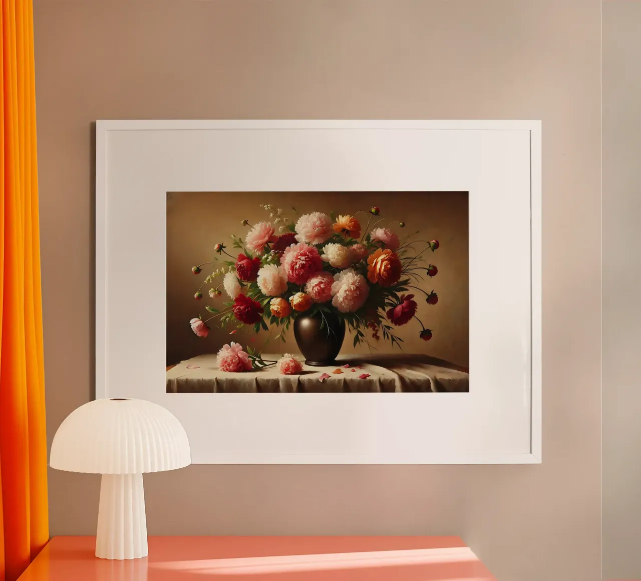 Bouquet di peonie vittoriane poster con telaio in plastica da VintageBotanics