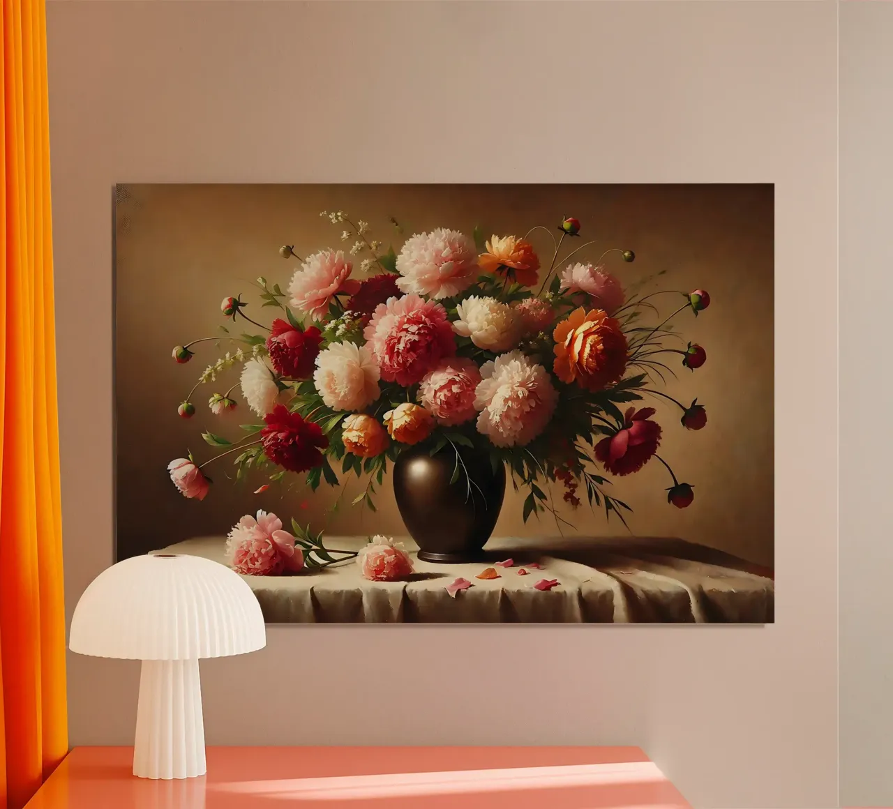 Bouquet di peonie vittoriane poster con telaio in plastica da VintageBotanics