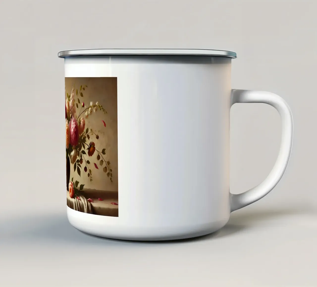 Bouquet di peonie vittoriane tazza in smalto da VintageBotanics