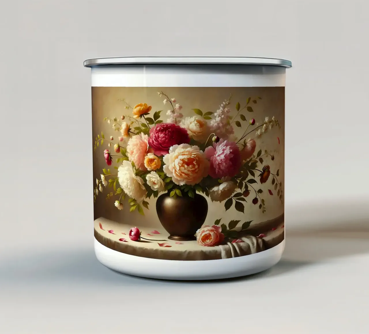 Bouquet di peonie vittoriane tazza in smalto da VintageBotanics