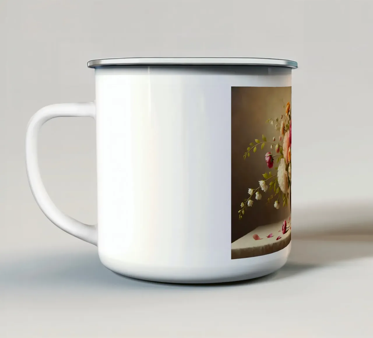 Bouquet di peonie vittoriane tazza in smalto da VintageBotanics