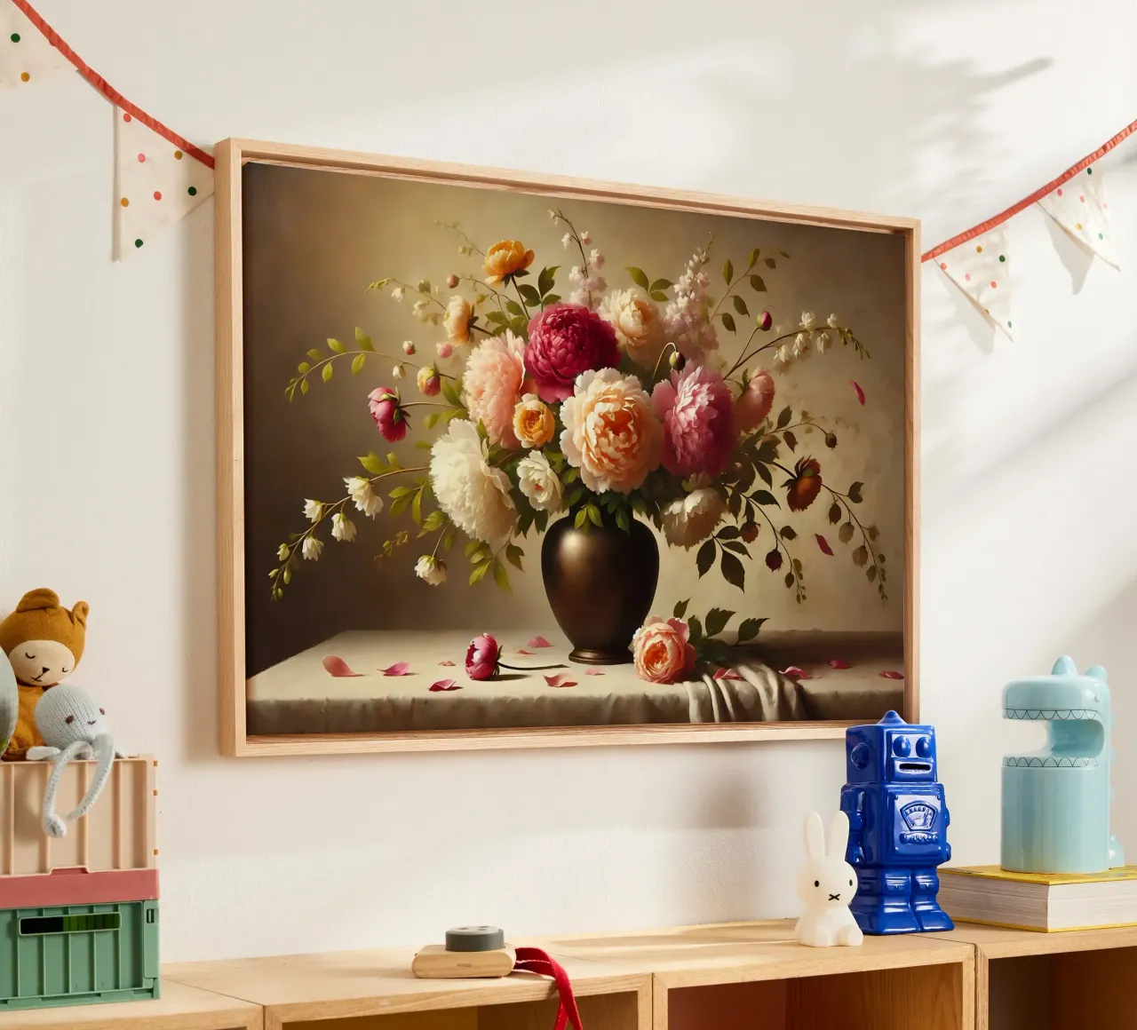 Bouquet di peonie vittoriane tela con Cornice a cassetta da VintageBotanics