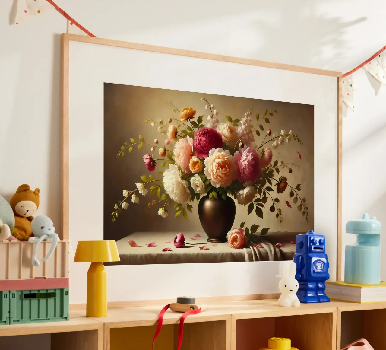 Bouquet di peonie vittoriane poster con telaio in plastica da VintageBotanics