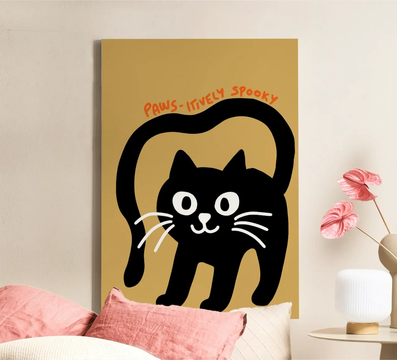 Paws-itively Gatto nero spettrale Poster tela con Cornice a cassetta da vintagepod