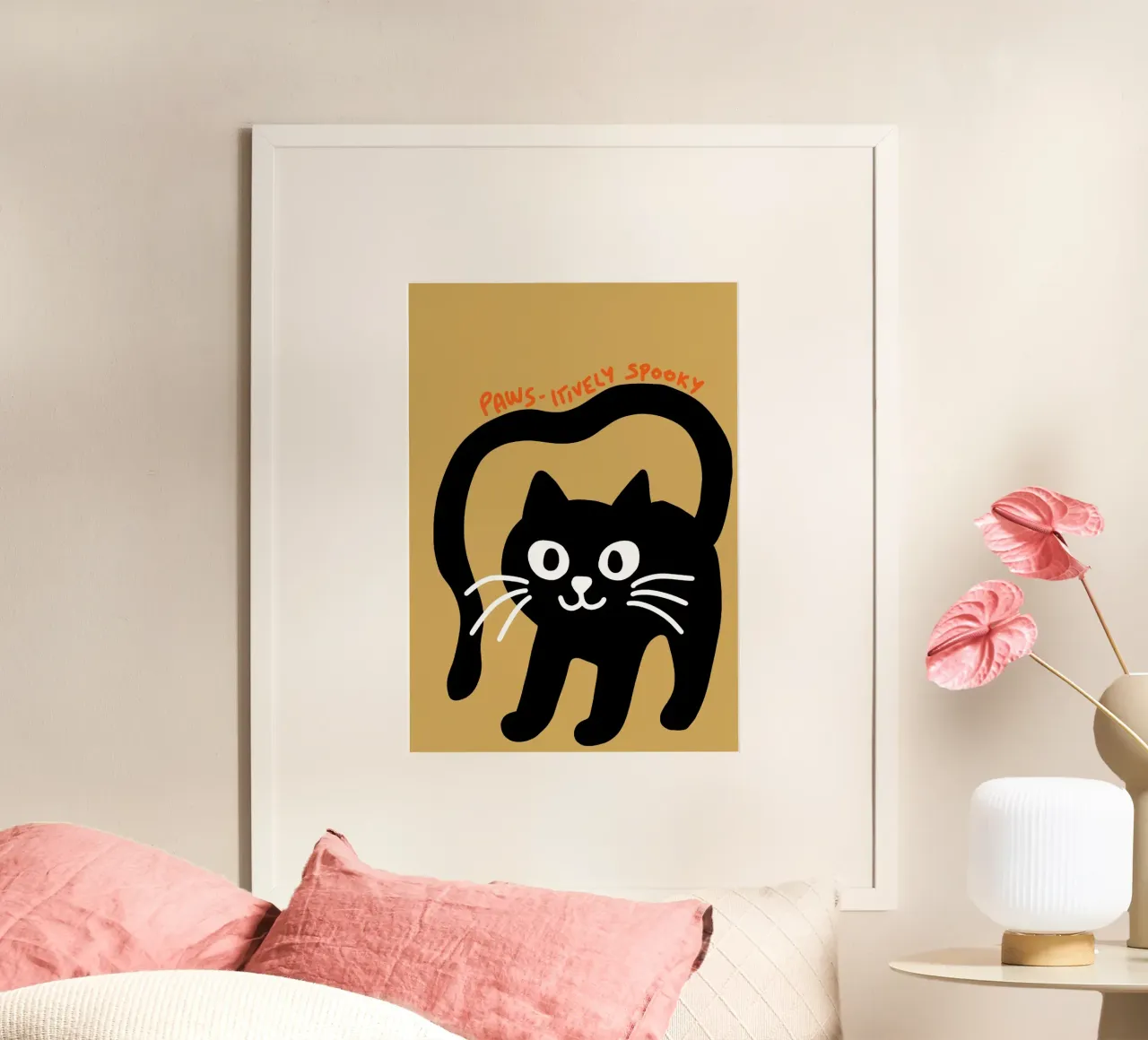 Paws-itively Gatto nero spettrale Poster poster con telaio in alluminio da vintagepod