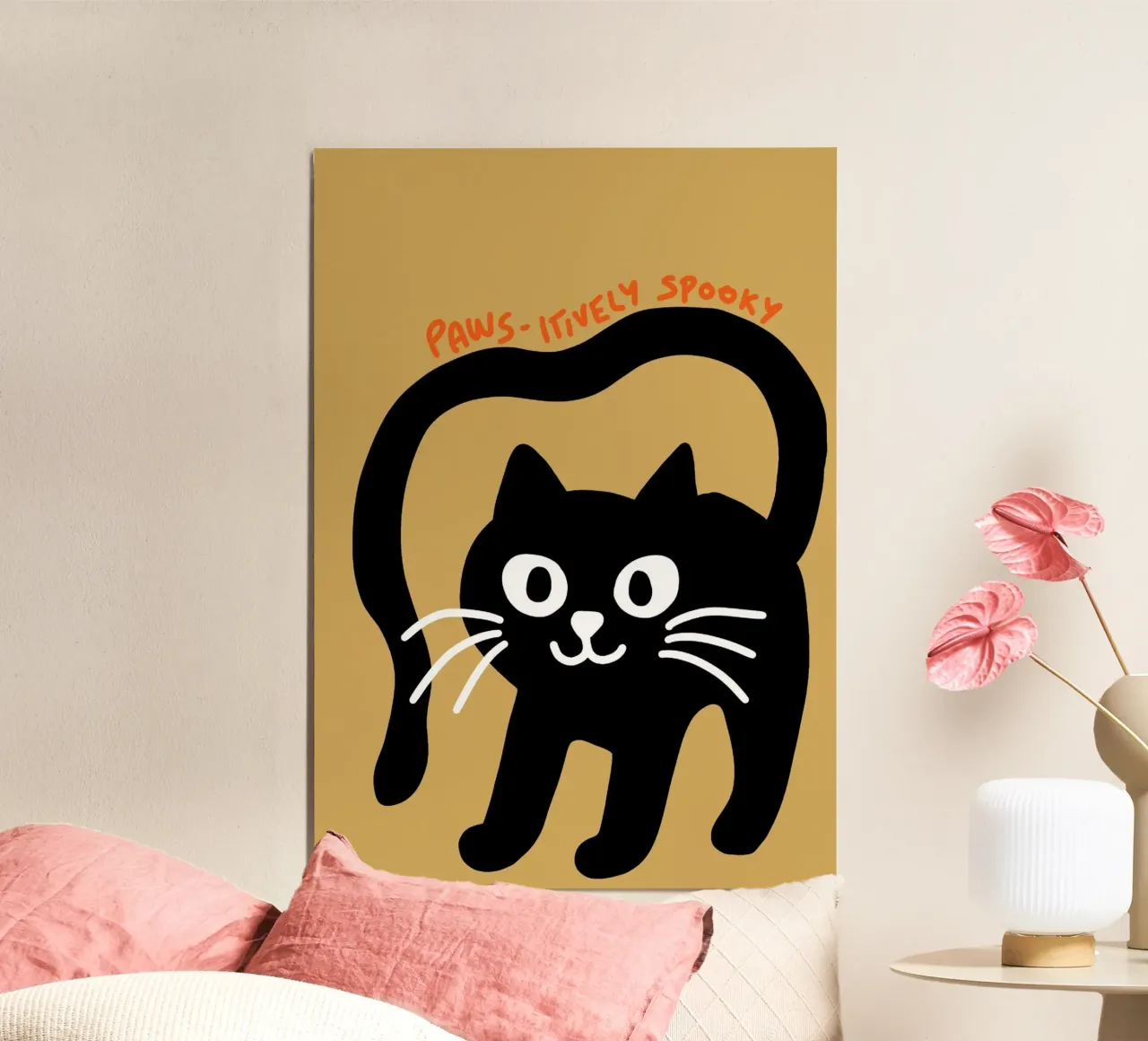 Paws-itively Gatto nero spettrale Poster poster con telaio in alluminio da vintagepod