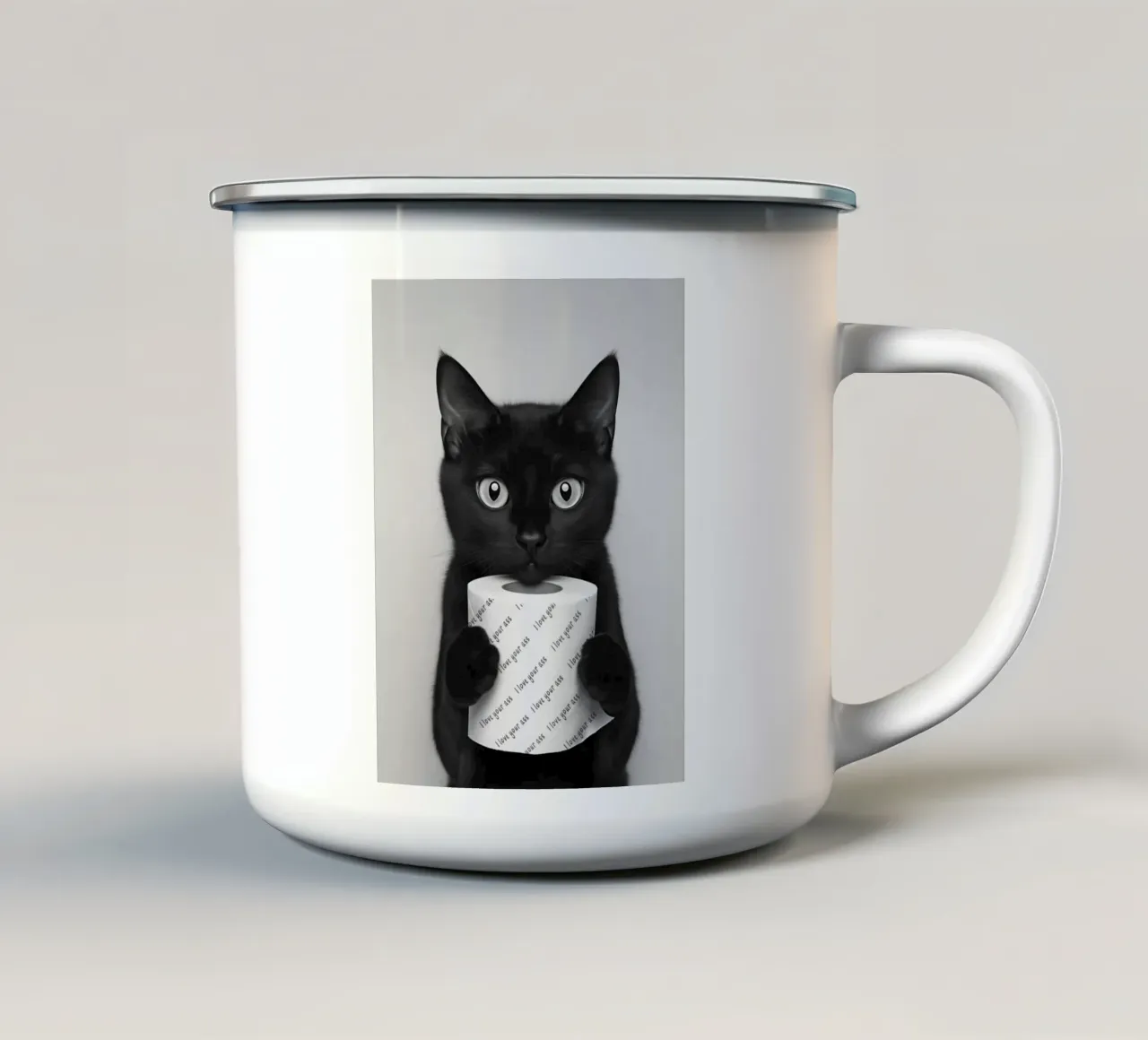Umorismo da toilette con un gatto tazza in smalto da Carinaprint