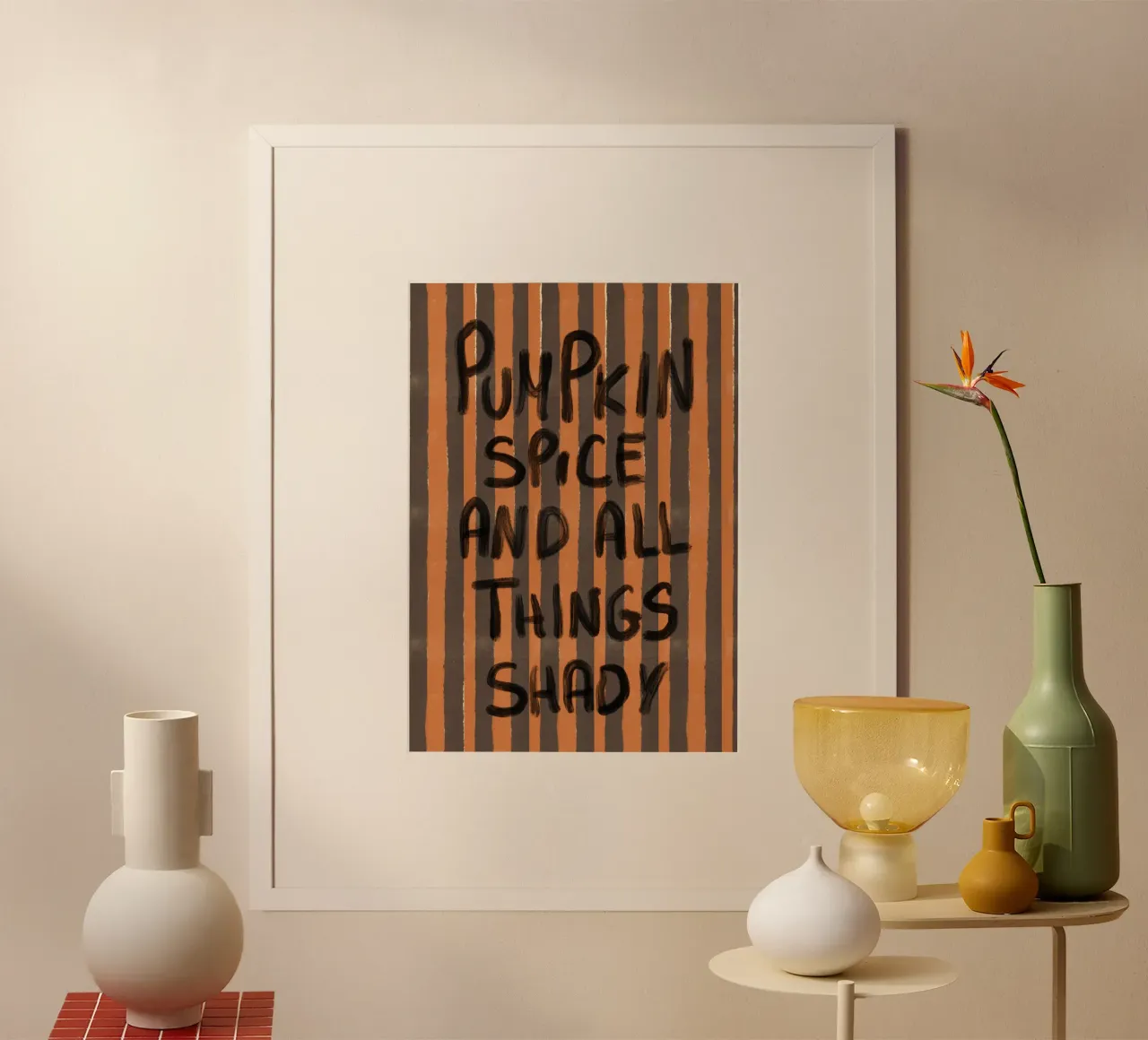 "Stampa d'arte "Zucca e spezie e tutte le cose ombrose poster con telaio in alluminio da vintagepod