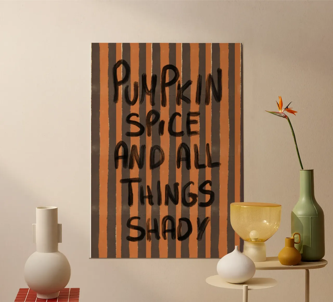 "Stampa d'arte "Zucca e spezie e tutte le cose ombrose poster con telaio in alluminio da vintagepod