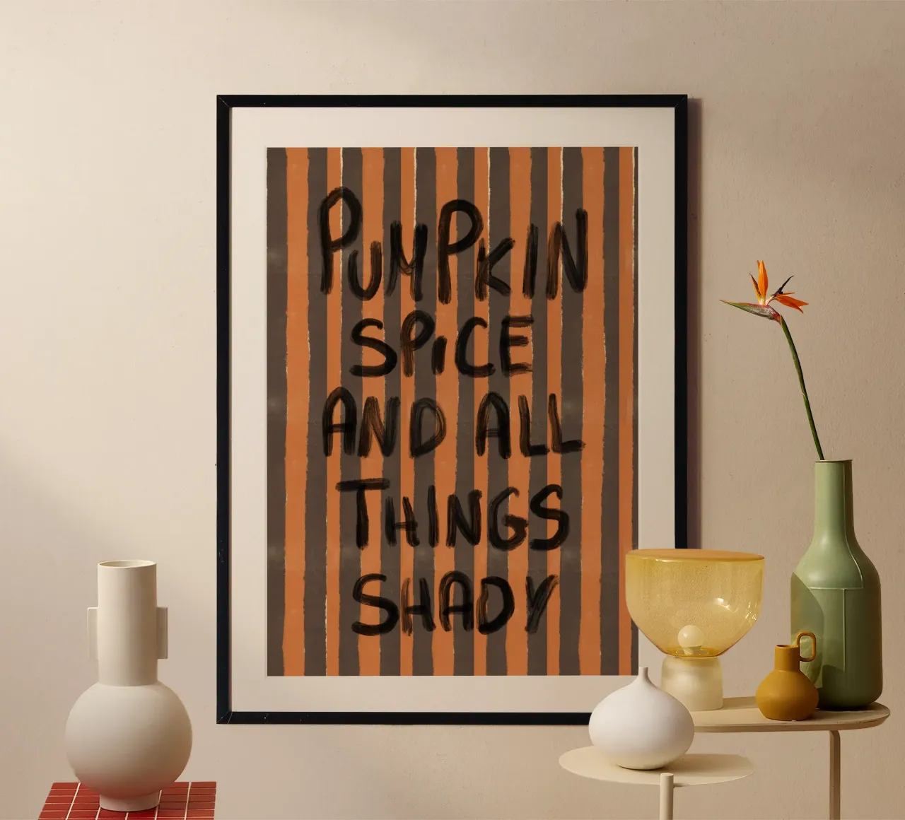 "Stampa d'arte "Zucca e spezie e tutte le cose ombrose poster con telaio in alluminio da vintagepod
