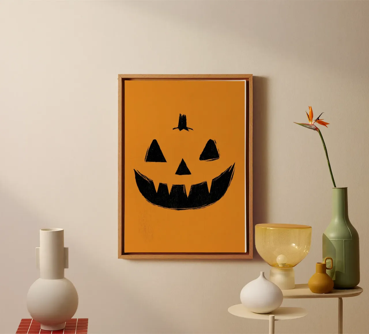 Stampa rustica di Jack-o'-Lantern - Arte di Halloween tela con Cornice a cassetta da vintagepod