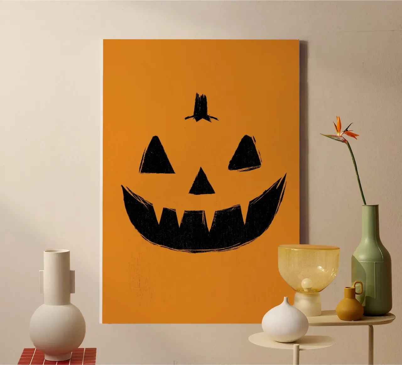 Stampa rustica di Jack-o'-Lantern - Arte di Halloween tela con Cornice a cassetta da vintagepod
