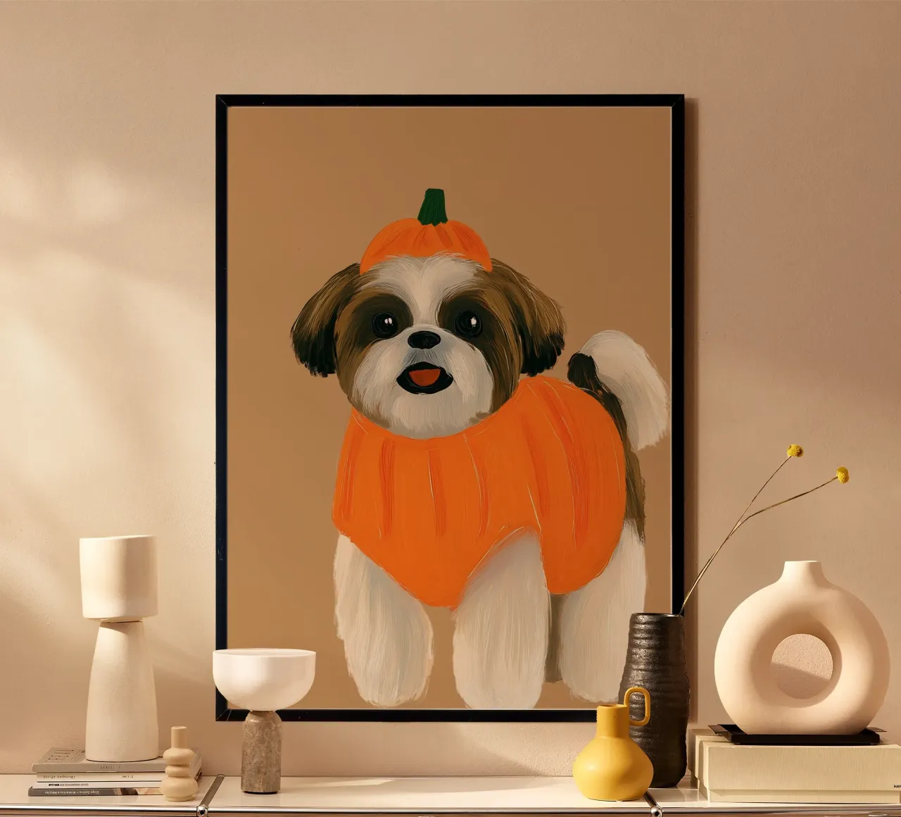 Stampa d'arte del costume da zucca di Shih Tzu carino poster da vintagepod