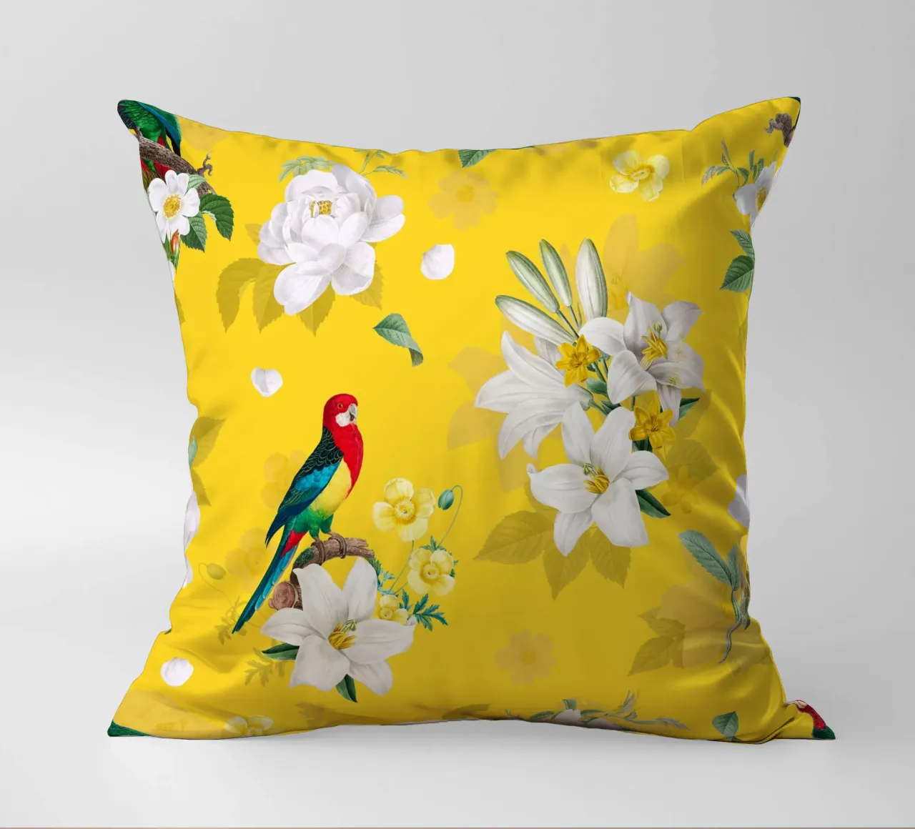 Floral Parrot's Garden Jaune coussin de FabiWes
