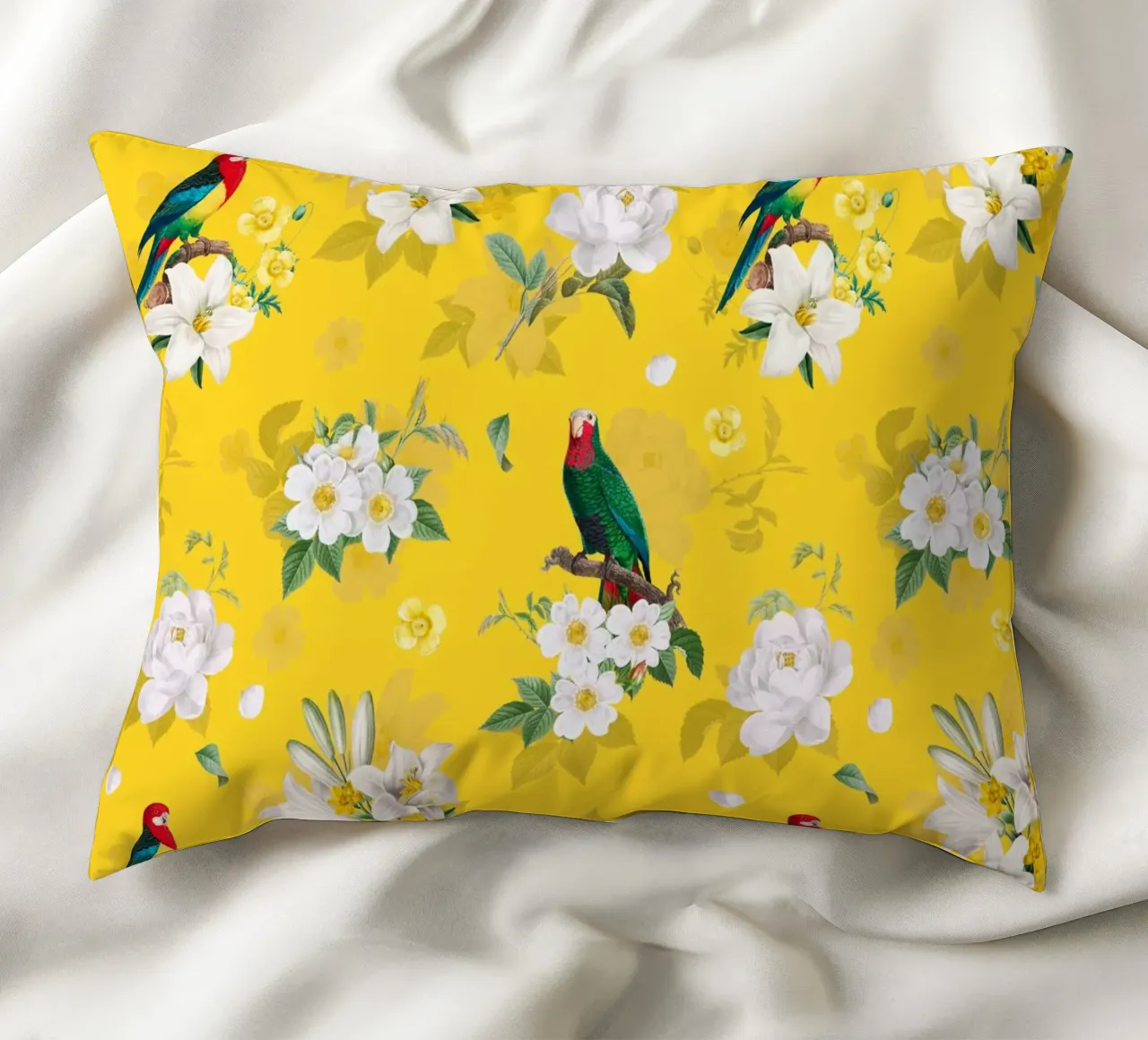 Floral Parrot's Garden Jaune coussin de FabiWes