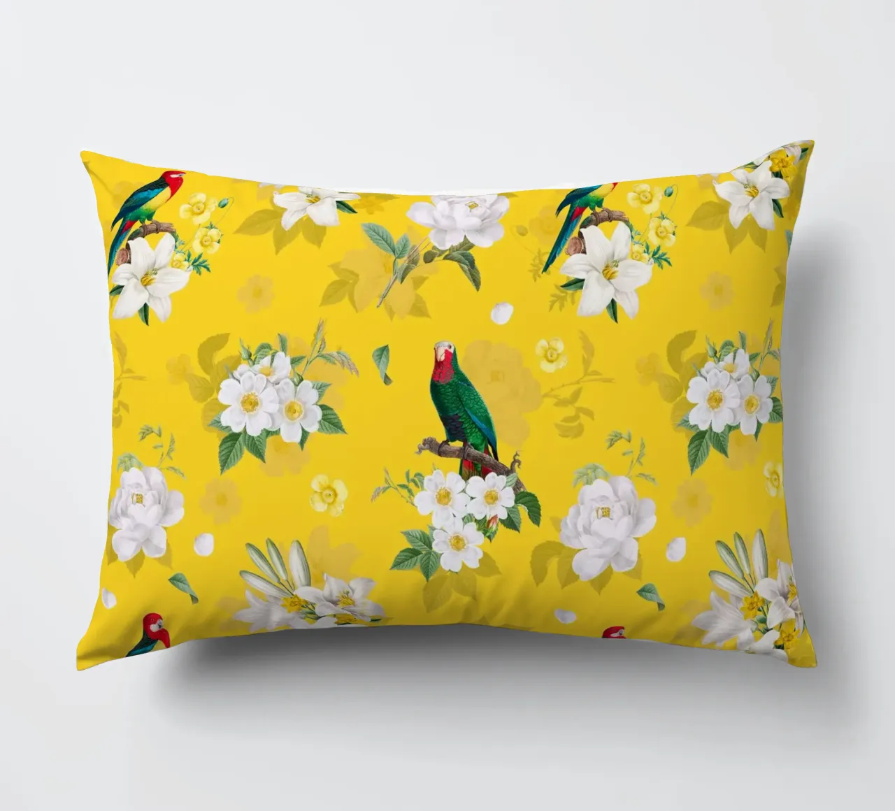 Floral Parrot's Garden Jaune coussin de FabiWes