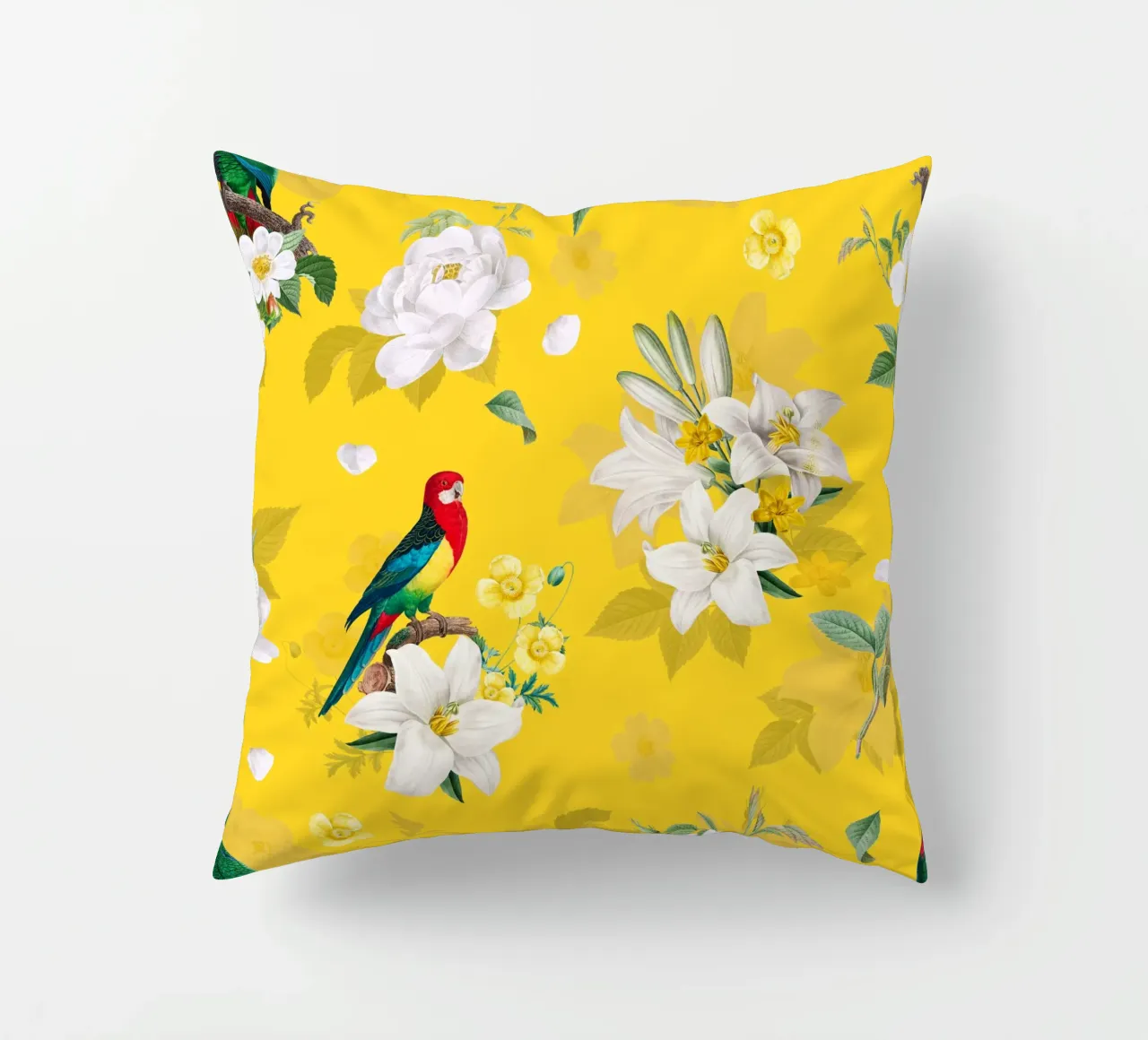 Floral Parrot's Garden Jaune coussin de FabiWes