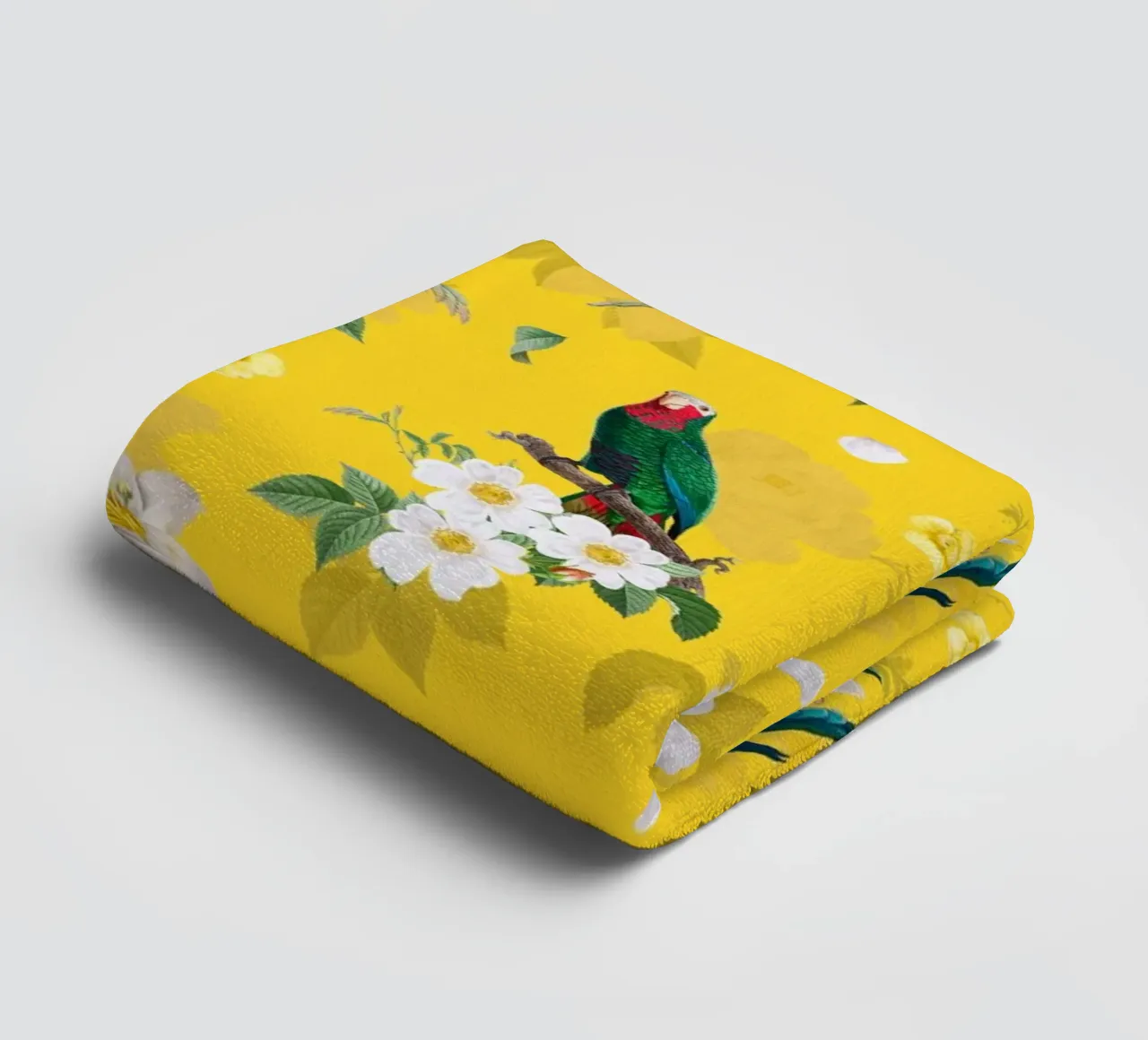 Floral Parrot's Garden Yellow towel by FabiWes