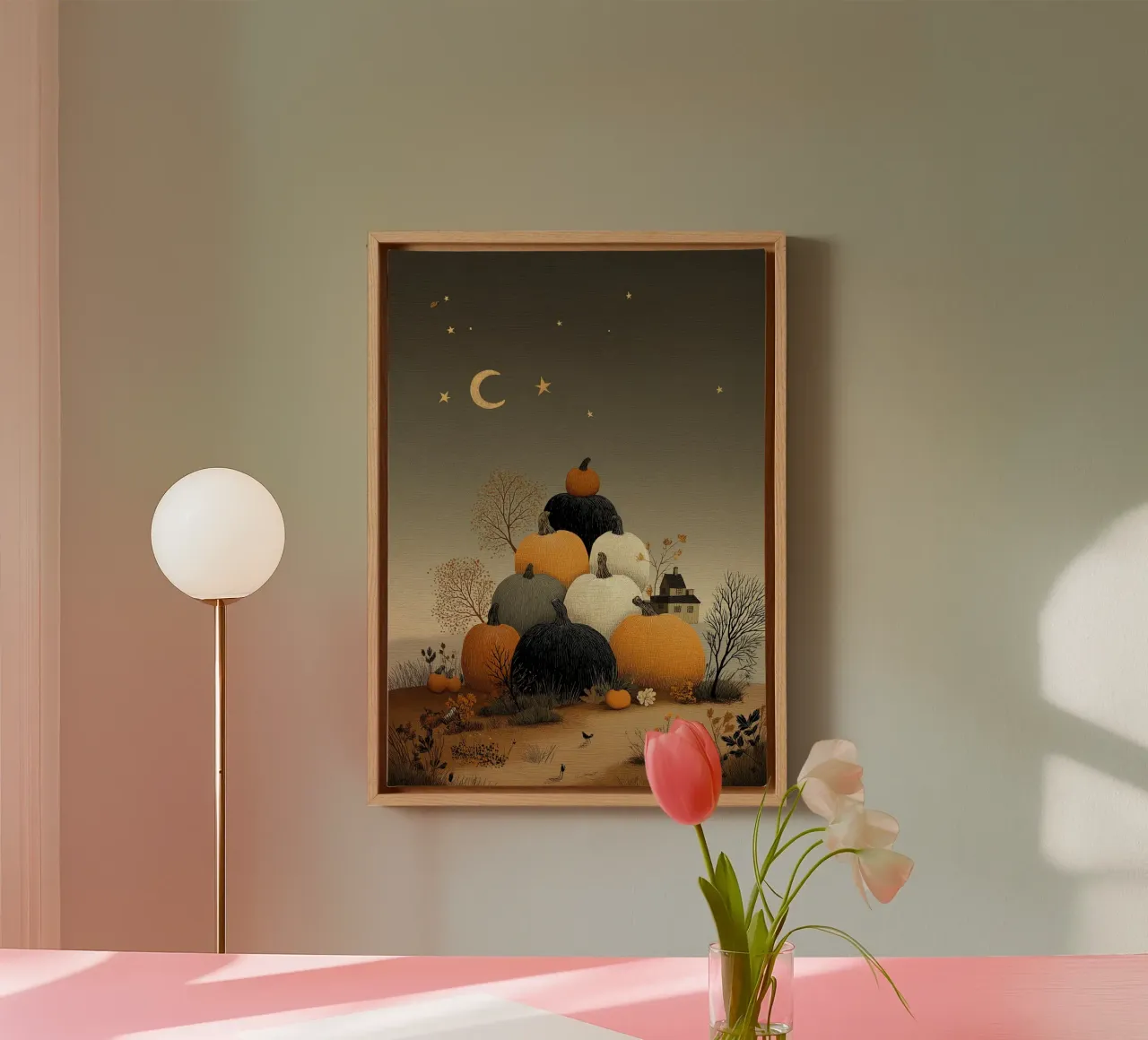 Stampa d'arte Rustic Pumpkin Patch - Decorazione autunnale umorale tela con Cornice a cassetta da vintagepod