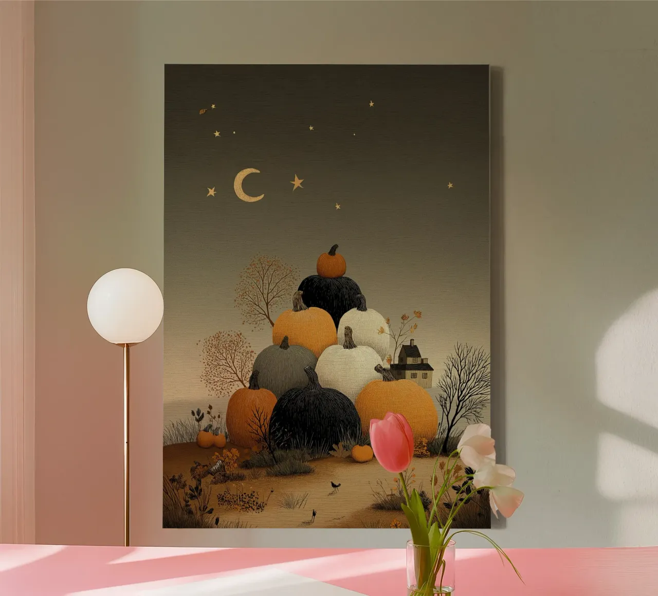 Stampa d'arte Rustic Pumpkin Patch - Decorazione autunnale umorale tela con Cornice a cassetta da vintagepod
