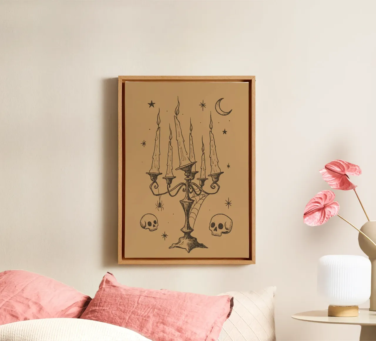 Vintage Halloween Candelabra Art Print canvas with Floater frame by vintagepod