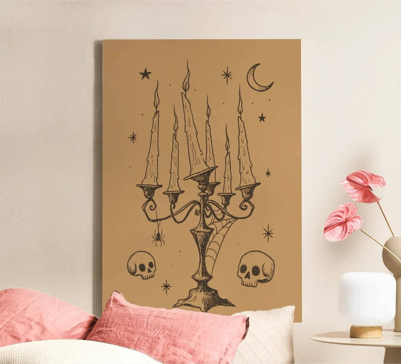 Vintage Halloween Candelabra Art Print canvas with Floater frame by vintagepod
