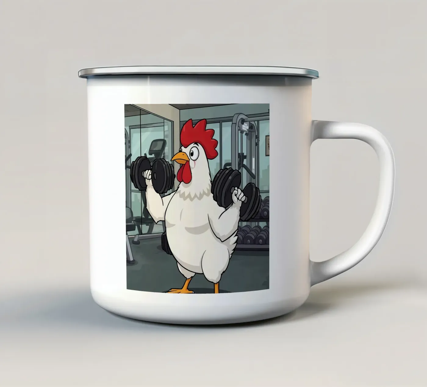 Eggcercise enamel mug by DesignDoodle