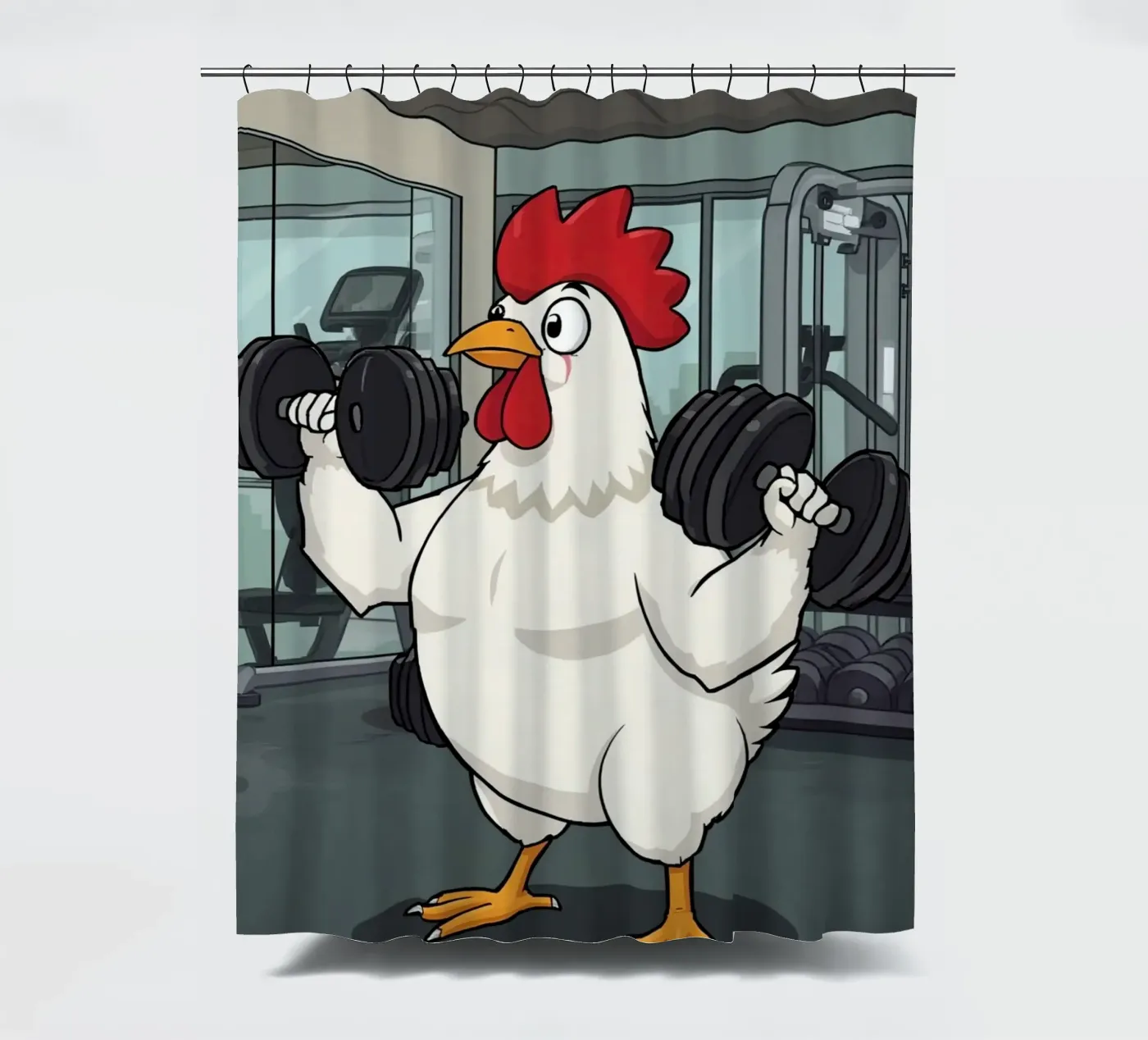 Eggcercise shower curtain by DesignDoodle