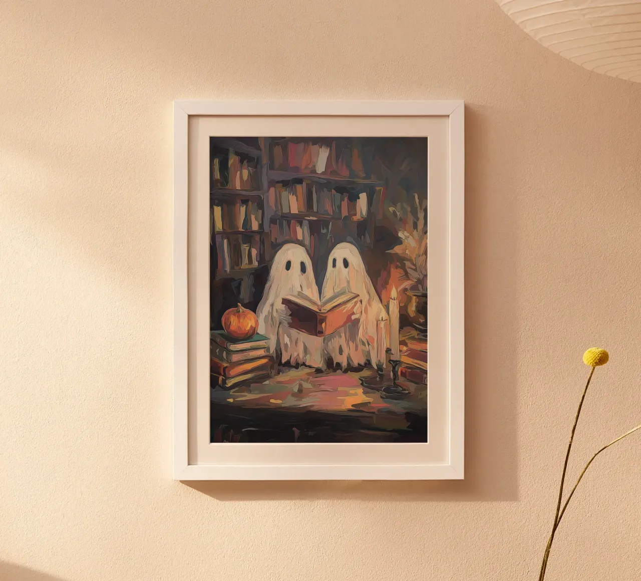 Fantasmi carini che leggono - Arte di Halloween di Dark Academia poster da vintagepod