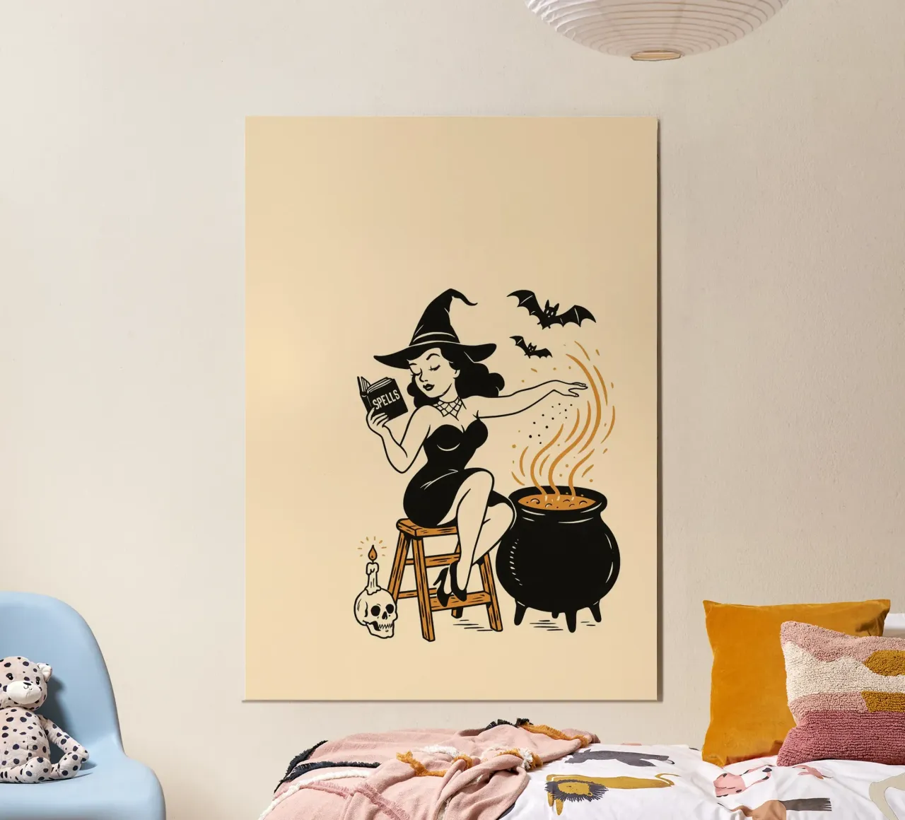Retro Pin-Up Witch Art Print - Spooky Vibe poster by vintagepod