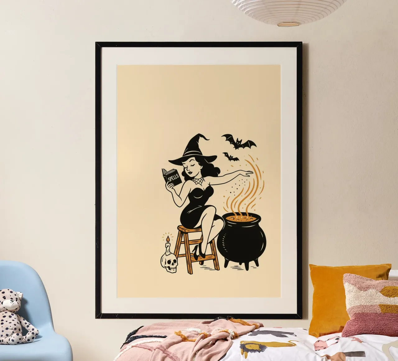 Retro Pin-Up Witch Art Print - Spooky Vibe poster by vintagepod
