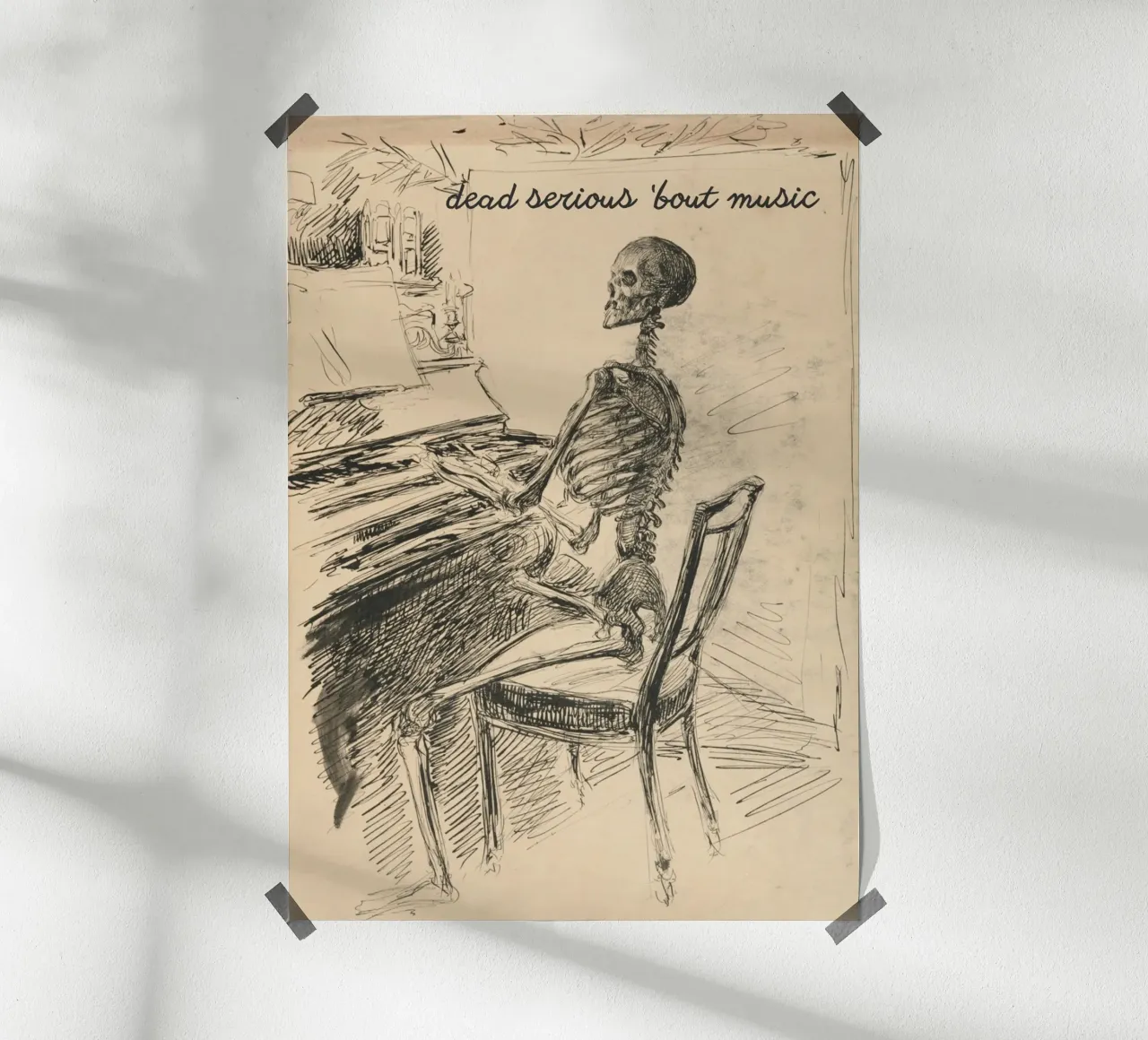 "Arte del pianoforte con scheletro "Dead Serious 'Bout Music poster da vintagepod