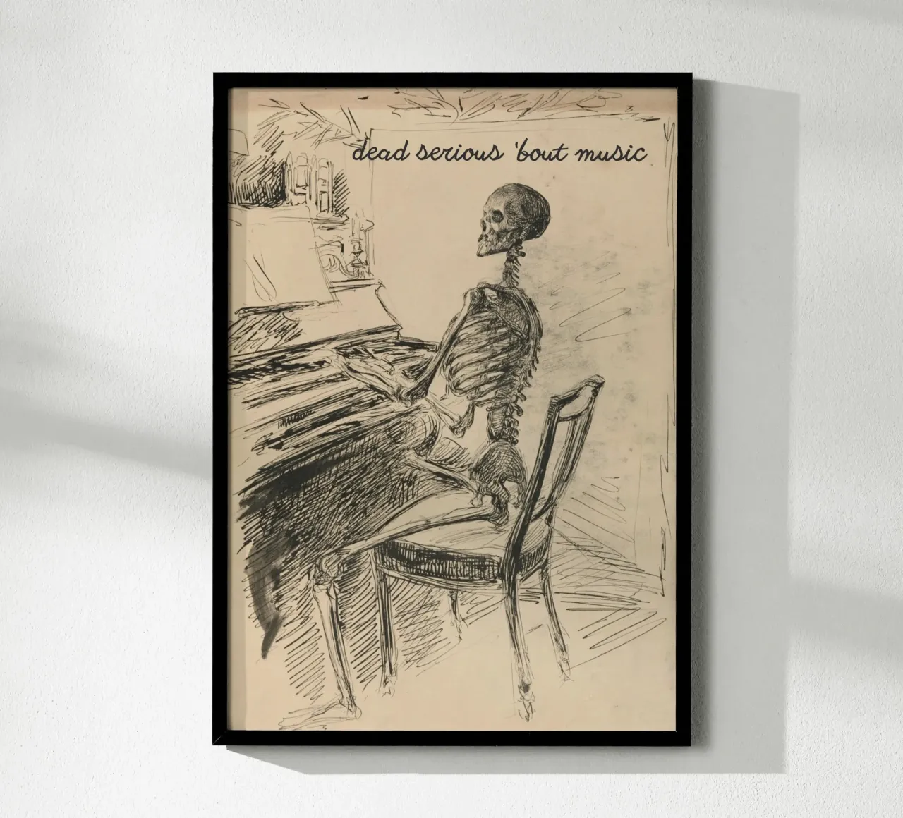 "Arte del pianoforte con scheletro "Dead Serious 'Bout Music poster da vintagepod