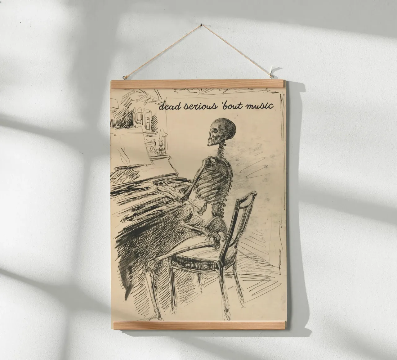 "Arte del pianoforte con scheletro "Dead Serious 'Bout Music poster da vintagepod