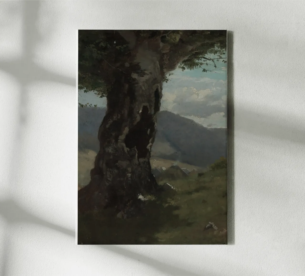 Rustic Hollow Tree & Moody Landscape Art canvas by vintagepod