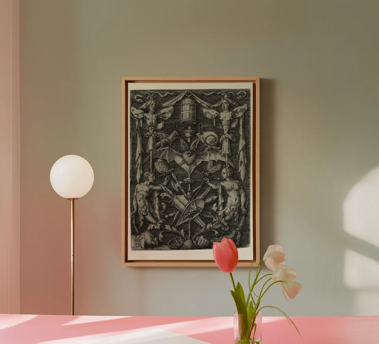 Gravure vintage chauve-souris et démons - Gothic Art Print toile avec Caisse américaine de vintagepod