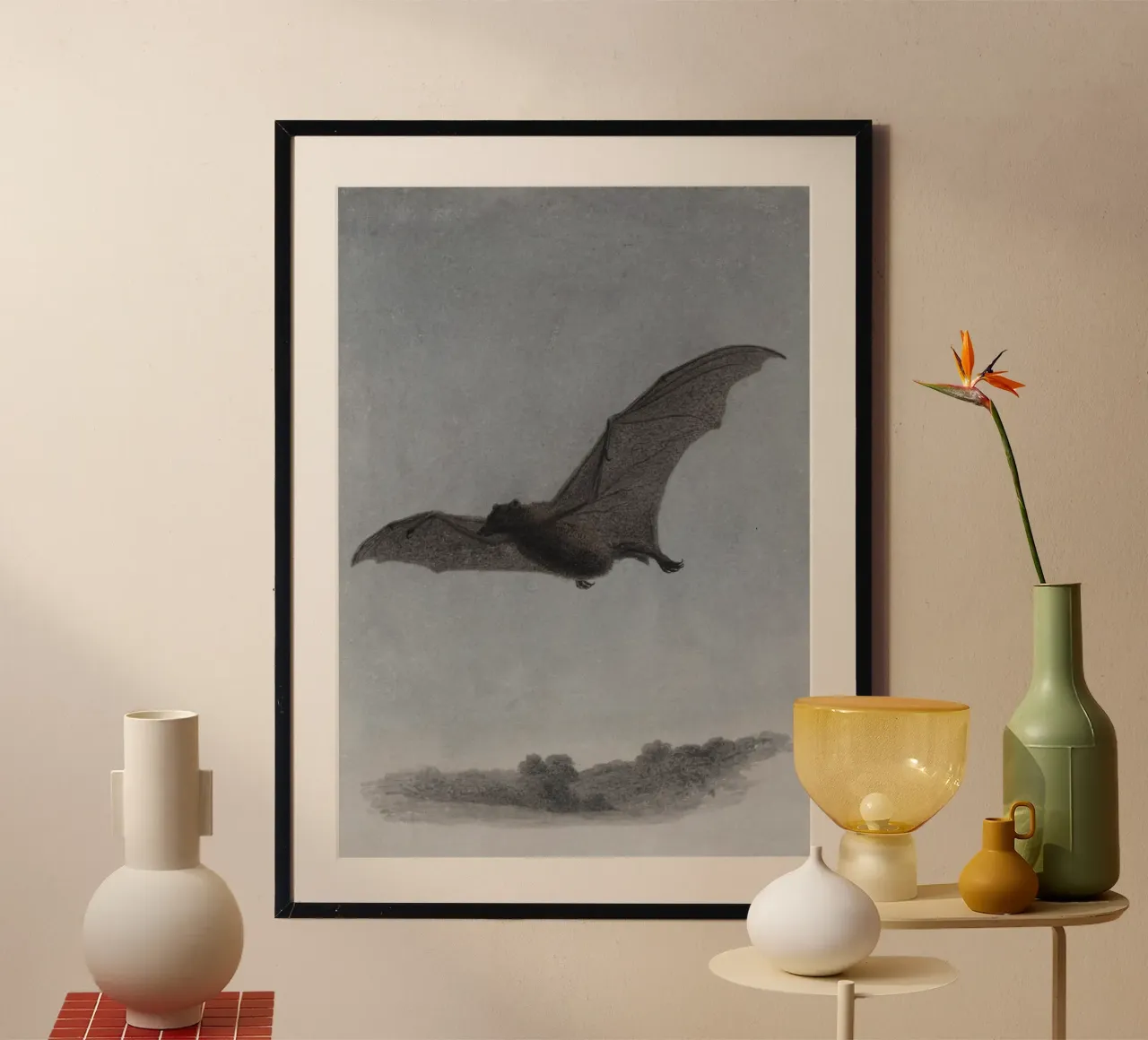 Pipistrello d'epoca in volo - Arte di Halloween lunatica poster da vintagepod