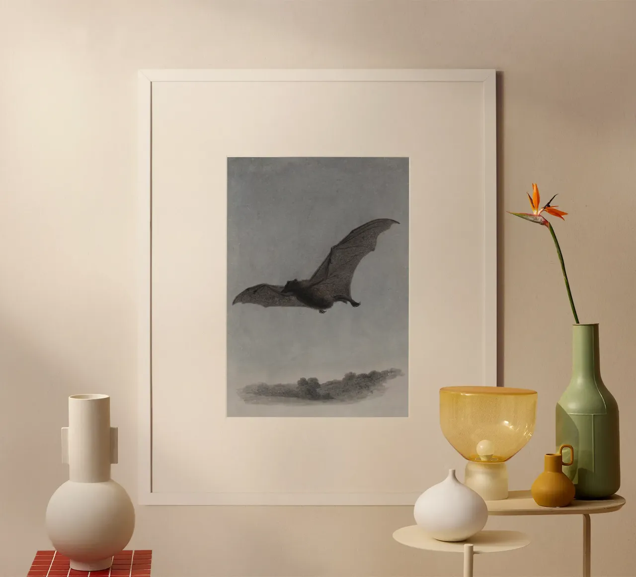 Pipistrello d'epoca in volo - Arte di Halloween lunatica poster da vintagepod